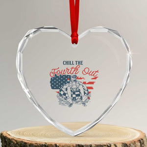 Chill The Fourth Out Heart Crystal Glass Ornament Funny FDT 4th of July