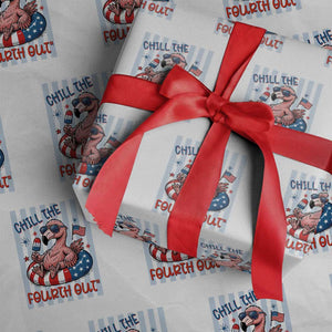 Chill The Fourth Out Wrapping Paper Roll Flamerica Flamingo 4th Of July