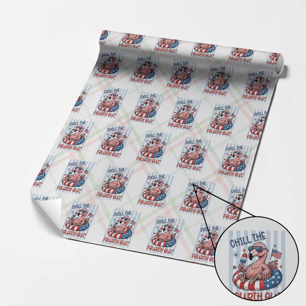 Chill The Fourth Out Wrapping Paper Roll Flamerica Flamingo 4th Of July