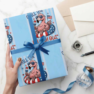 Chill The Fourth Out Wrapping Paper Roll Flamerica Flamingo 4th Of July