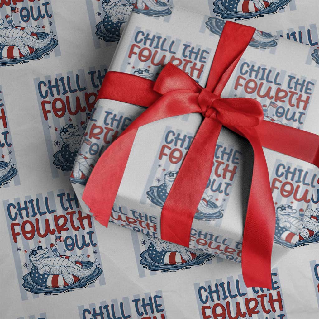 Chill The Fourth Out Wrapping Paper Roll Funny Alligator 4th Of July TS14 White Print Your Wear