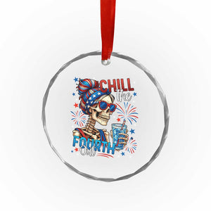 Chill the Fourth Out Skeleton Crystal Glass Ornament Funny Patriotic 4th of July Fireworks Party TS02 Print Your Wear