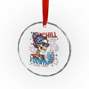 Chill the Fourth Out Skeleton Crystal Glass Ornament Funny Patriotic 4th of July Fireworks Party TS02 Print Your Wear