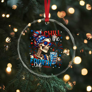 Chill the Fourth Out Skeleton Crystal Glass Ornament Funny Patriotic 4th of July Fireworks Party TS02 Print Your Wear