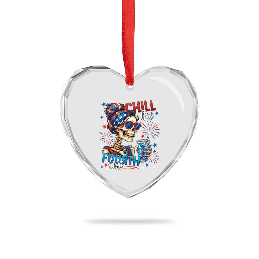 Chill the Fourth Out Skeleton Heart Crystal Glass Ornament Funny Patriotic 4th of July Fireworks Party TS02 Print Your Wear
