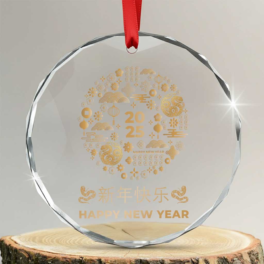 Chinese Lunar New Year 2025 Year Of The Snake Crystal Glass Ornament TS11 Transparent Glass 3'' Circle Print Your Wear