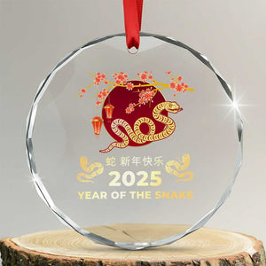 Chinese Lunar New Year 2025 Year Of The Snake Crystal Glass Ornament Cherry Blossom TS11 Transparent Glass 3'' Circle Print Your Wear