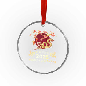 Chinese Lunar New Year 2025 Year Of The Snake Crystal Glass Ornament Cherry Blossom TS11 Print Your Wear