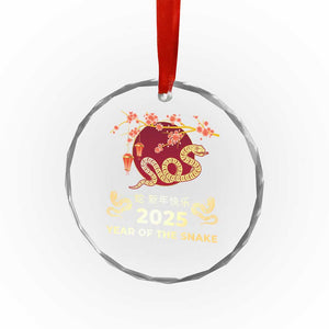 Chinese Lunar New Year 2025 Year Of The Snake Crystal Glass Ornament Cherry Blossom TS11 Print Your Wear