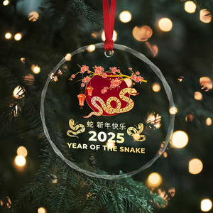 Chinese Lunar New Year 2025 Year Of The Snake Crystal Glass Ornament Cherry Blossom TS11 Print Your Wear