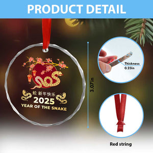 Chinese Lunar New Year 2025 Year Of The Snake Crystal Glass Ornament Cherry Blossom TS11 Print Your Wear