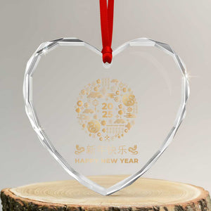 Chinese Lunar New Year 2025 Year Of The Snake Heart Crystal Glass Ornament TS11 Transparent Glass 3'' Heart Print Your Wear