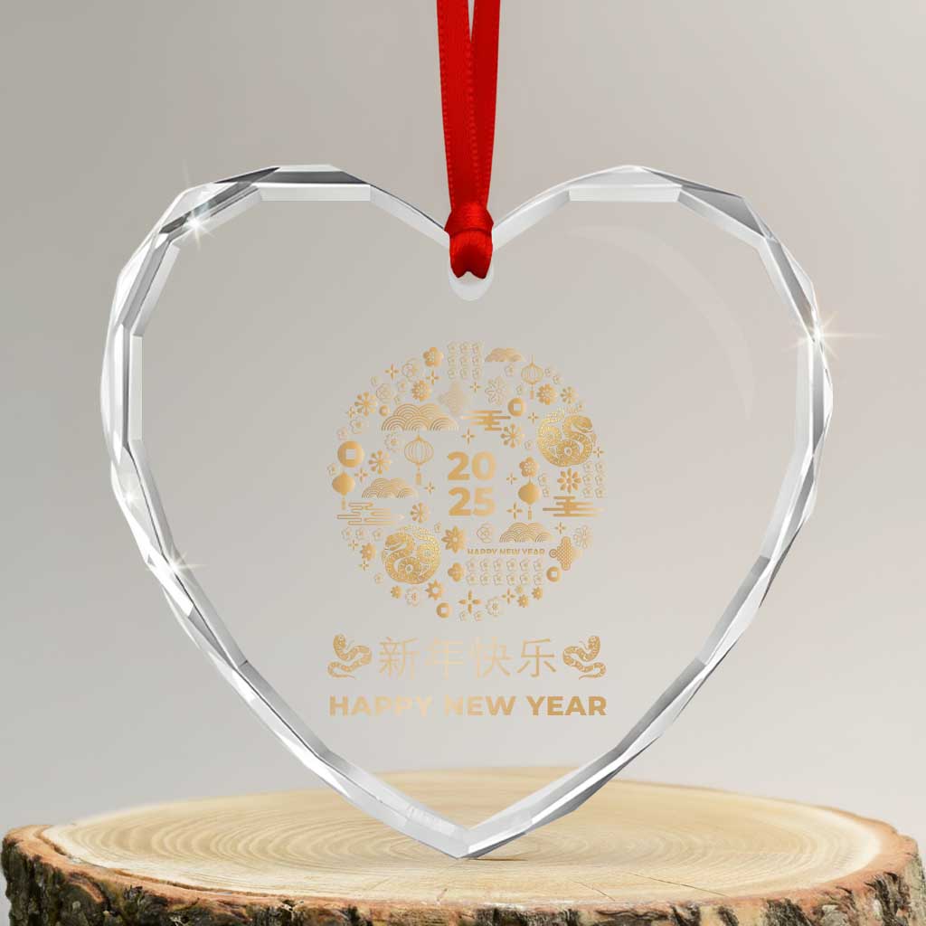 Chinese Lunar New Year 2025 Year Of The Snake Heart Crystal Glass Ornament TS11 Transparent Glass 3'' Heart Print Your Wear