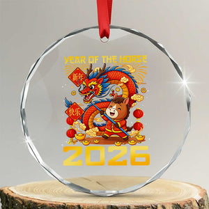 Chinese New Year 2026 Crystal Glass Ornament LYE Year of The Horse TS10 Transparent Glass 3'' Circle Print Your Wear