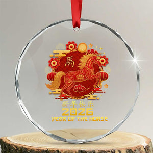 Chinese New Year 2026 Crystal Glass Ornament Year of The Horse TS10 Transparent Glass 3'' Circle Print Your Wear
