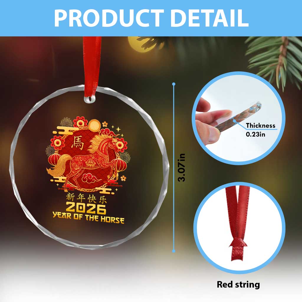 Chinese New Year 2026 Crystal Glass Ornament Year of The Horse TS10 Print Your Wear