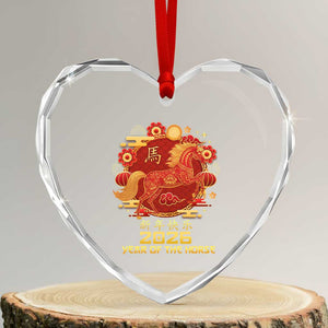 Chinese New Year 2026 Heart Crystal Glass Ornament Year of The Horse TS10 Transparent Glass 3'' Heart Print Your Wear