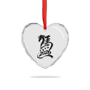Chinese New Year 2026 Heart Crystal Glass Ornament Year of The Horse Calligraphy Ink Art TS11 Print Your Wear