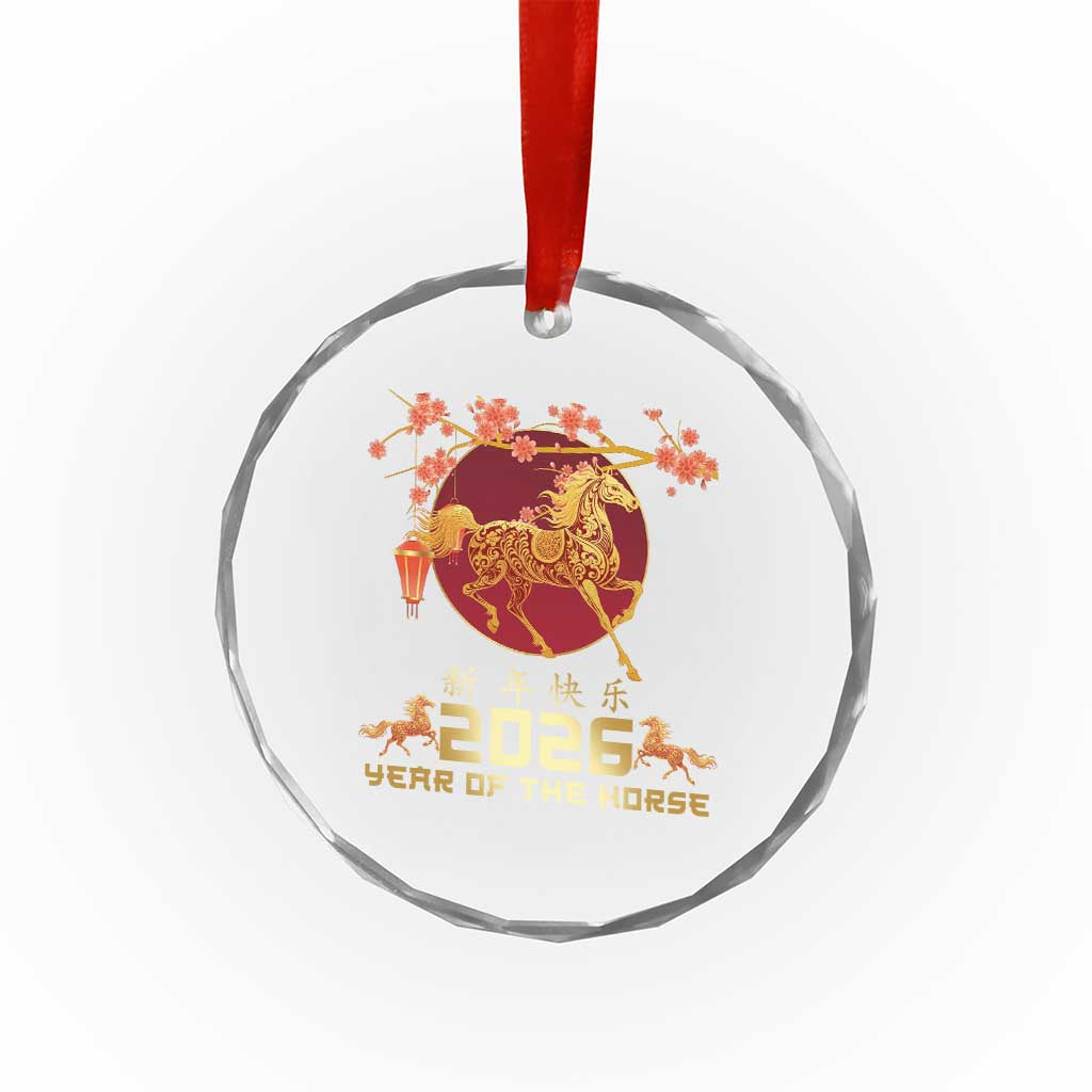 Chinese New Year 2026 Year of The Horse Crystal Glass Ornament Cherry Blossom TS11 Print Your Wear
