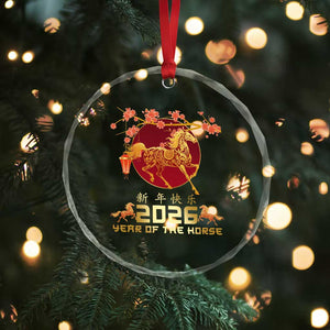 Chinese New Year 2026 Year of The Horse Crystal Glass Ornament Cherry Blossom TS11 Print Your Wear