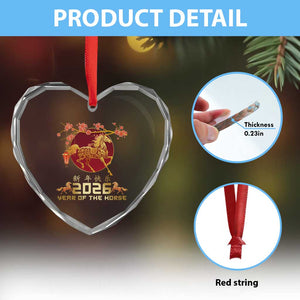 Chinese New Year 2026 Year of The Horse Heart Crystal Glass Ornament Cherry Blossom TS11 Print Your Wear