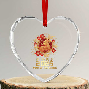 Chinese New Year 2026 Year of The Horse Heart Crystal Glass Ornament Golden Zodiac Horse TS11 Transparent Glass 3'' Heart Print Your Wear