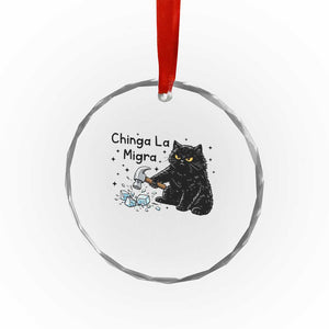 Chinga La Migra Crystal Glass Ornament Funny Cat Immigration Support TS12 Print Your Wear
