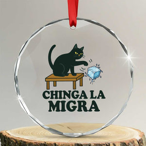 Chinga La Migra Crystal Glass Ornament Funny Immigration Rights Cat Political TS11 Transparent Glass 3'' Circle Print Your Wear