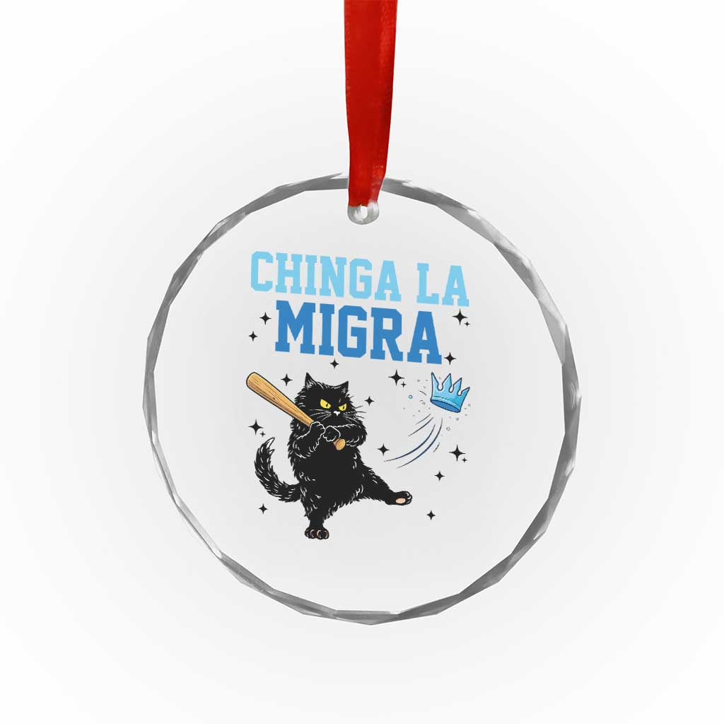 Chinga La Migra Crystal Glass Ornament Funny Protest Cat Minneapolis Support Gift TS12 Print Your Wear