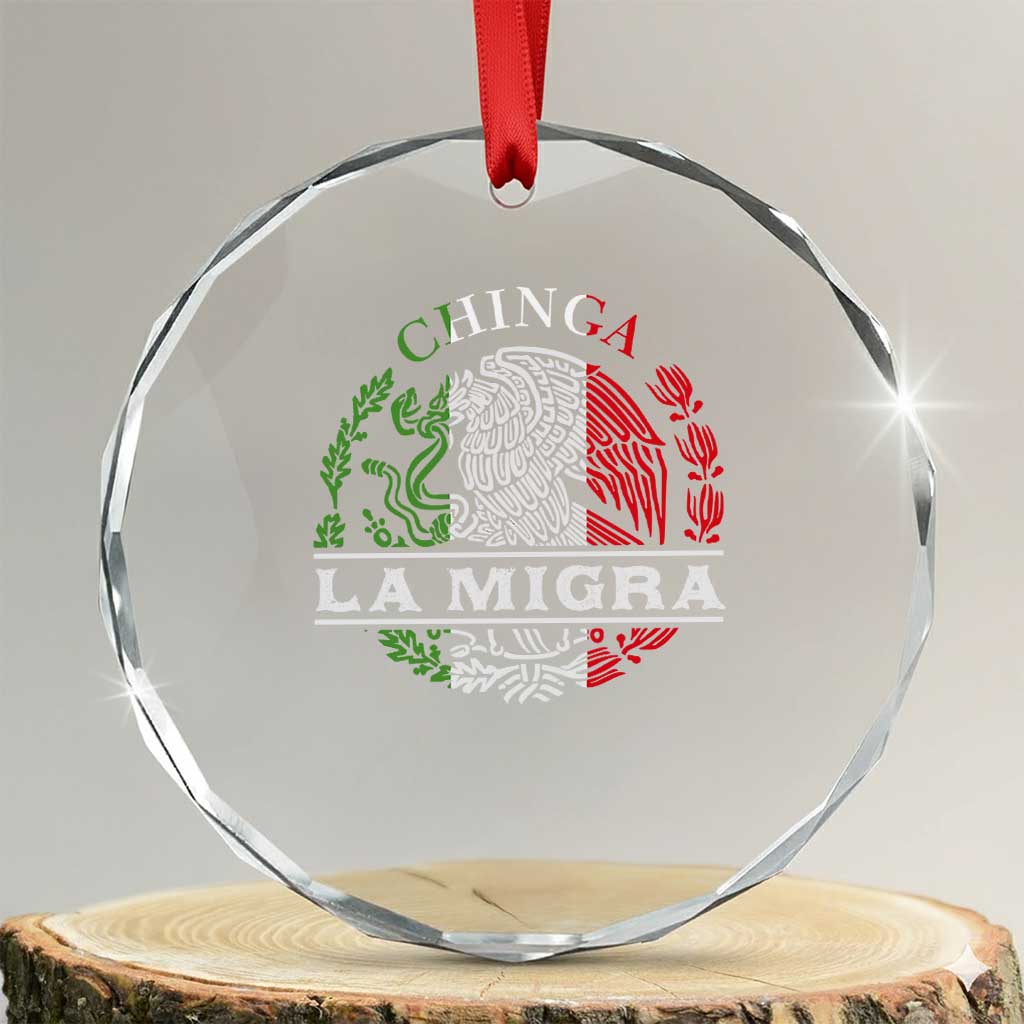 Chinga La Migra Crystal Glass Ornament Immigration Rights Anti Fascism Protest TS14 Transparent Glass 3'' Circle Print Your Wear