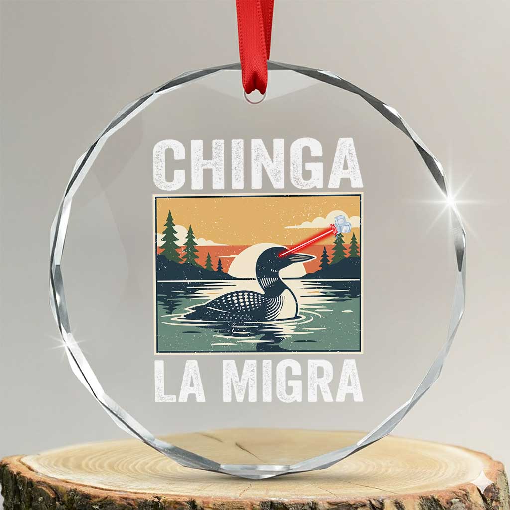 Chinga La Migra Crystal Glass Ornament Minnesota Loon Laser Ice Cube Political Protest TS11 Transparent Glass 3'' Circle Print Your Wear