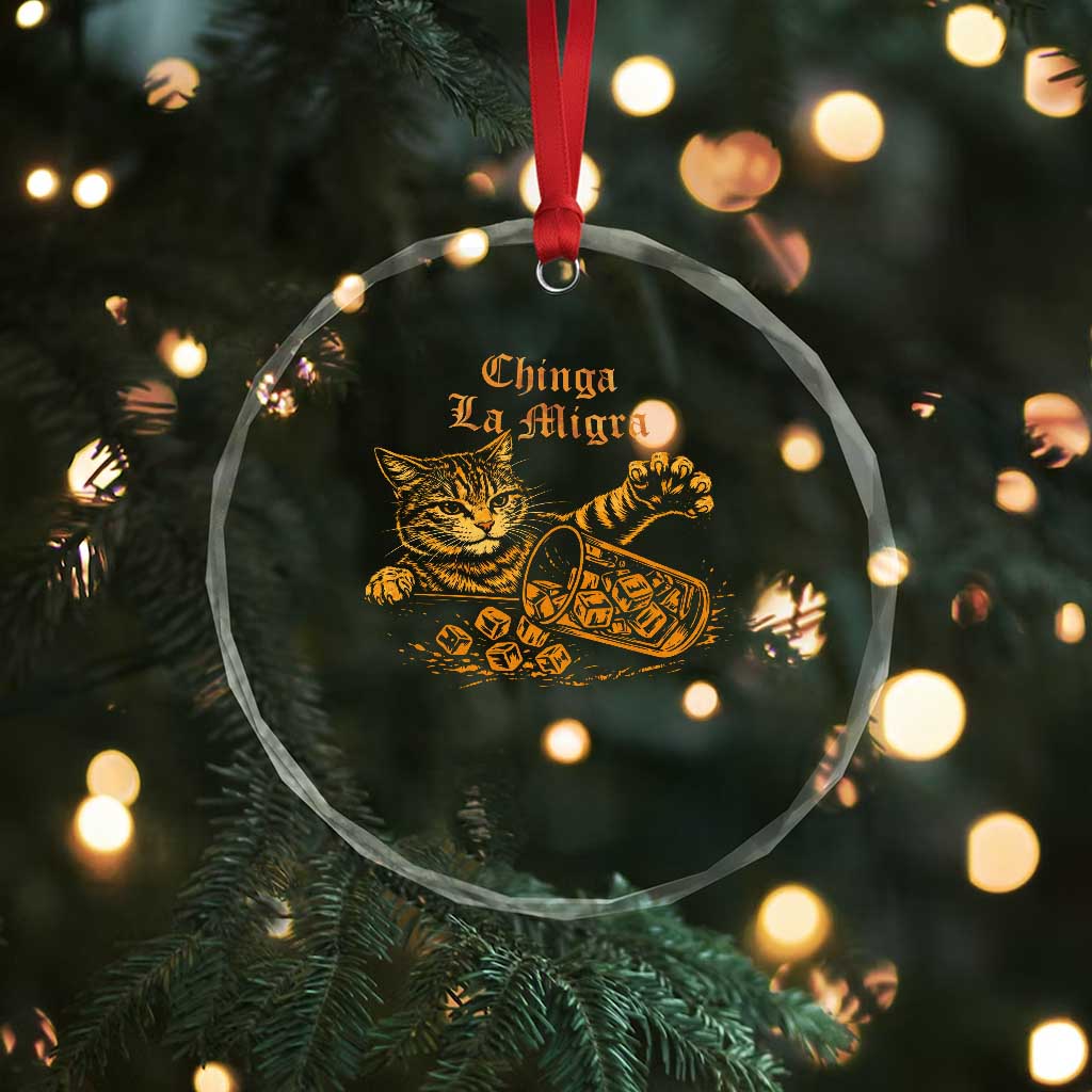 Chinga La Migra Crystal Glass Ornament Retro Protest Subtle FDT Cat Meme TS10 Print Your Wear
