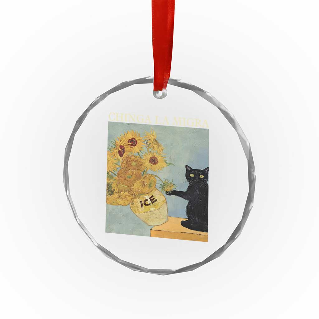 Chinga la Migra Crystal Glass Ornament Subtle FDT Black Cat Meme Van Gogh Art TS10 Print Your Wear