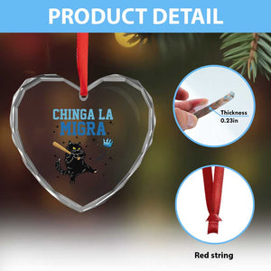 Chinga La Migra Heart Crystal Glass Ornament Funny Protest Cat Minneapolis Support Gift TS12 Print Your Wear