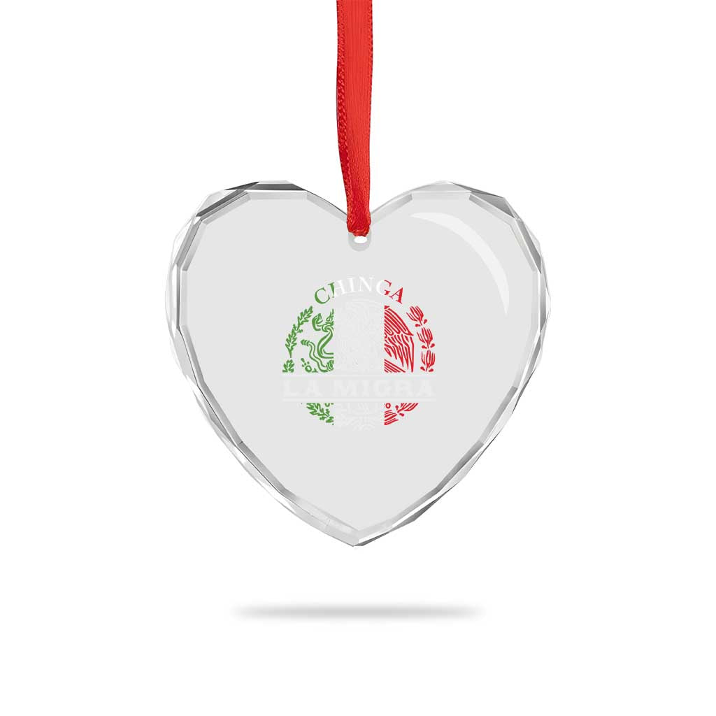 Chinga La Migra Heart Crystal Glass Ornament Immigration Rights Anti Fascism Protest TS14 Print Your Wear