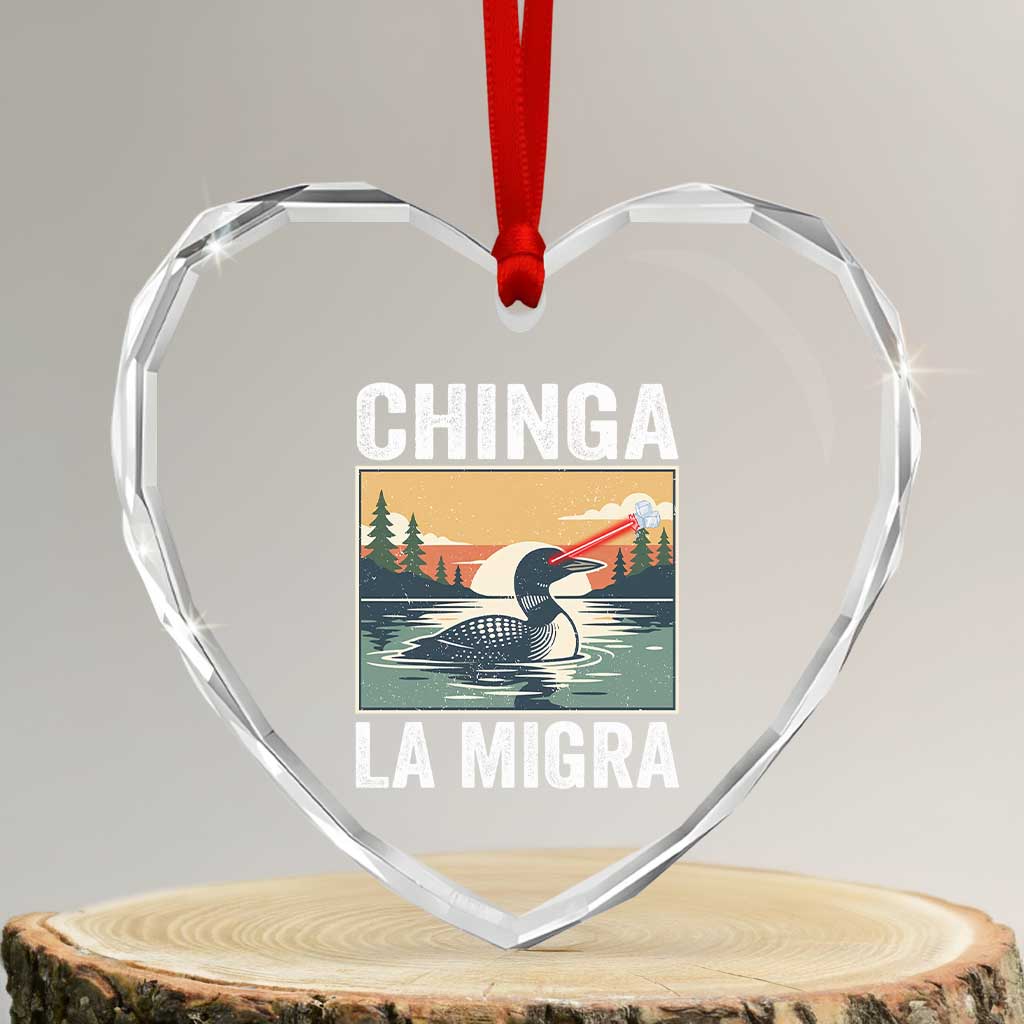 Chinga La Migra Heart Crystal Glass Ornament Minnesota Loon Laser Ice Cube Political Protest TS11 Transparent Glass 3'' Heart Print Your Wear