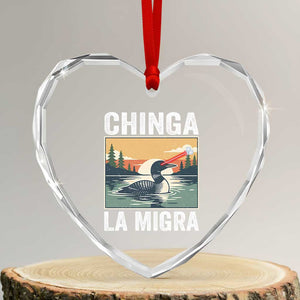 Chinga La Migra Heart Crystal Glass Ornament Minnesota Loon Laser Ice Cube Political Protest TS11 Transparent Glass 3'' Heart Print Your Wear