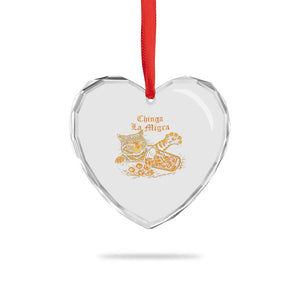 Chinga La Migra Heart Crystal Glass Ornament Retro Protest Subtle FDT Cat Meme TS10 Print Your Wear