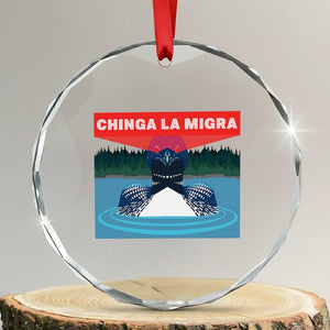 Chinga La Migra Red Eye Laser Loon Crystal Glass Ornament Political Resist Ice Minnesota Protest TS02 Transparent Glass 3'' Circle Print Your Wear