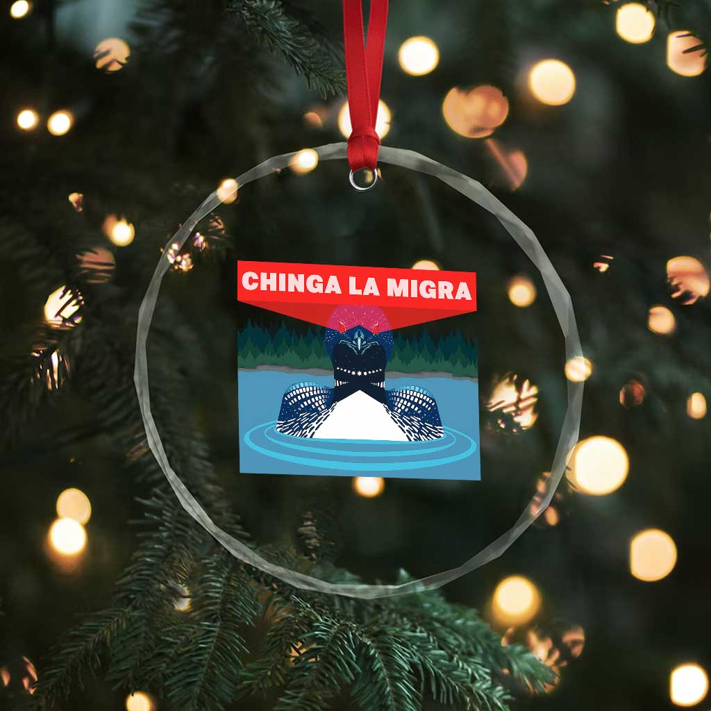 Chinga La Migra Red Eye Laser Loon Crystal Glass Ornament Political Resist Ice Minnesota Protest TS02 Print Your Wear