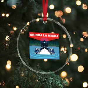Chinga La Migra Red Eye Laser Loon Crystal Glass Ornament Political Resist Ice Minnesota Protest TS02 Print Your Wear