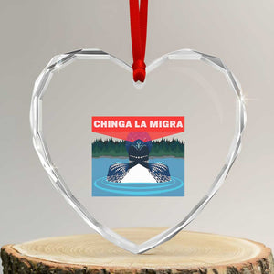 Chinga La Migra Red Eye Laser Loon Heart Crystal Glass Ornament Political Resist Ice Minnesota Protest TS02 Transparent Glass 3'' Heart Print Your Wear