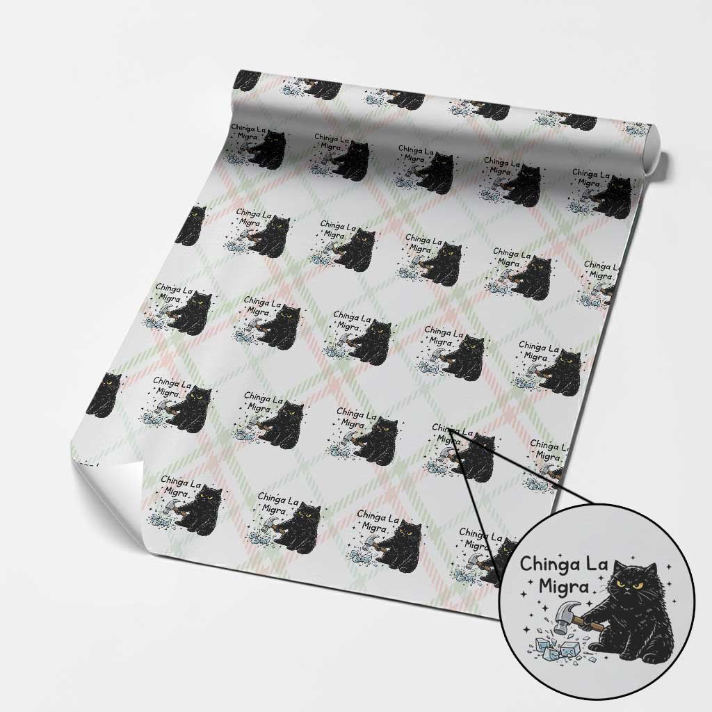 Chinga La Migra Wrapping Paper Roll Funny Cat Immigration Support TS12 Christmas Plaid Print Your Wear