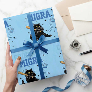Chinga La Migra Wrapping Paper Roll Funny Protest Cat Minneapolis Support Gift TS12 Light Blue Print Your Wear