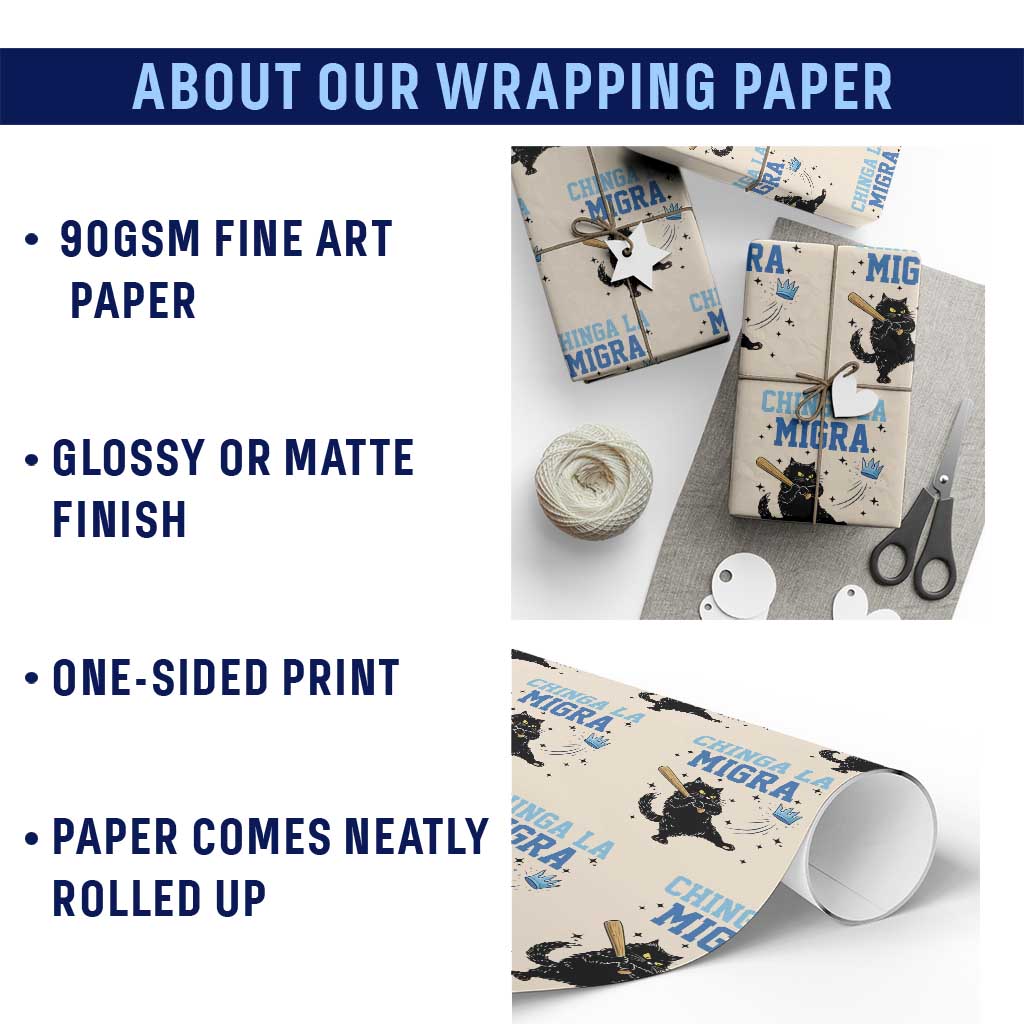 Chinga La Migra Wrapping Paper Roll Funny Protest Cat Minneapolis Support Gift TS12 Print Your Wear