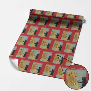 Chinga la Migra Wrapping Paper Roll Subtle FDT Black Cat Meme Van Gogh Art TS10 Red Print Your Wear