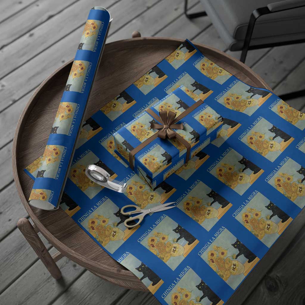 Chinga la Migra Wrapping Paper Roll Subtle FDT Black Cat Meme Van Gogh Art TS10 Blue Print Your Wear