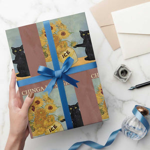 Chinga la Migra Wrapping Paper Roll Subtle FDT Black Cat Meme Van Gogh Art TS10 Mocha Print Your Wear