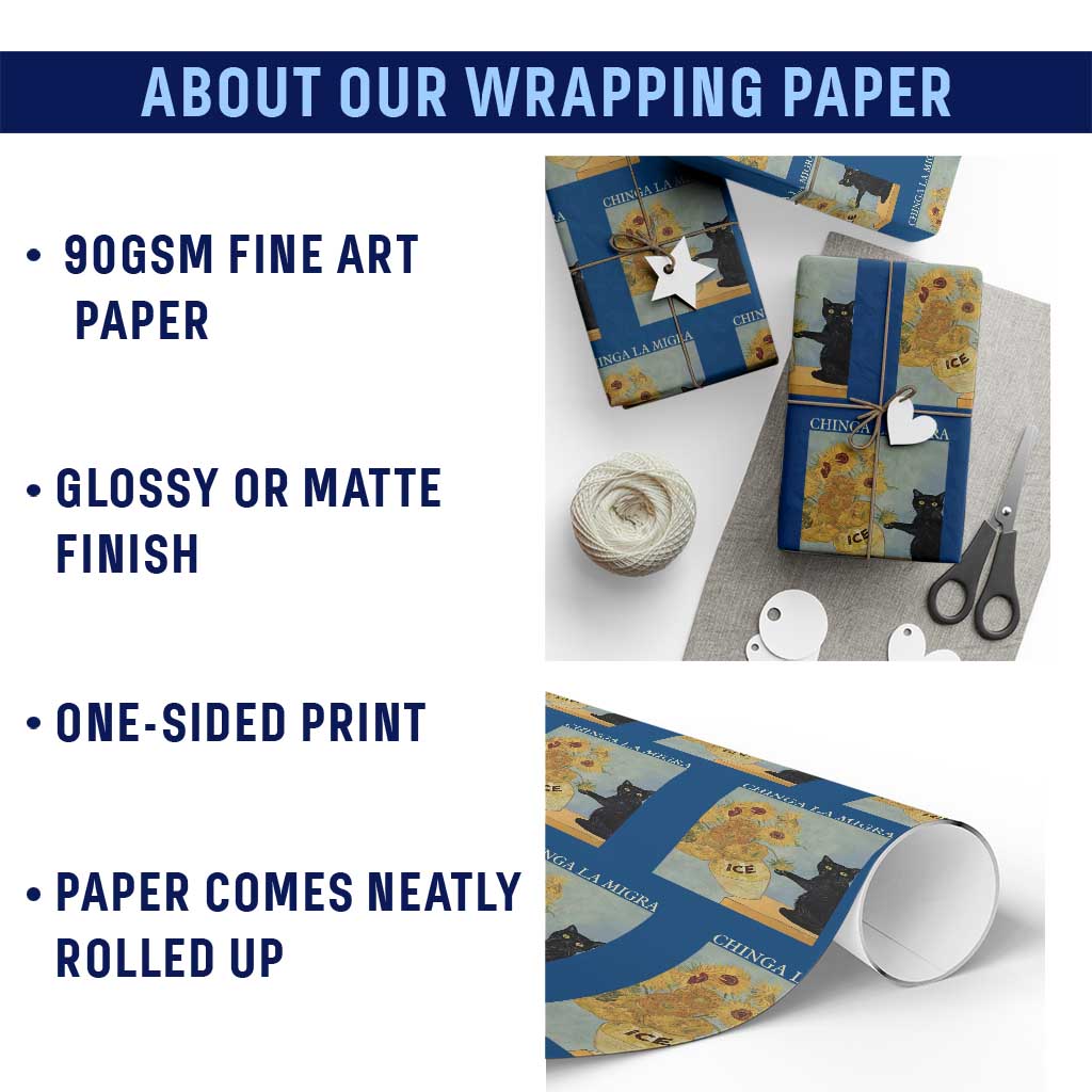 Chinga la Migra Wrapping Paper Roll Subtle FDT Black Cat Meme Van Gogh Art TS10 Print Your Wear