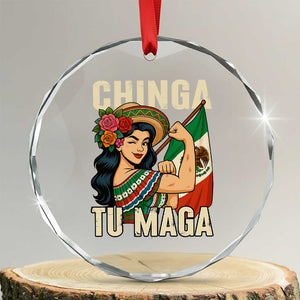 Chinga Tu Maga Protest Crystal Glass Ornament Funny Mexican Women TS14 Transparent Glass 3'' Circle Print Your Wear